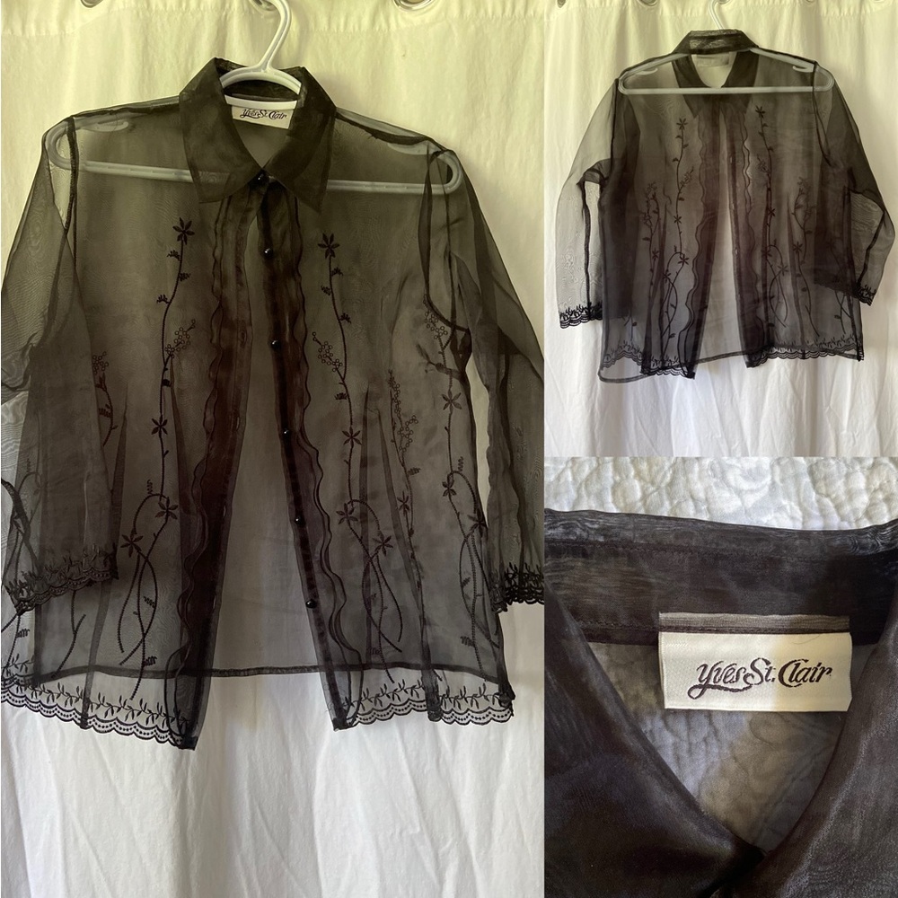 Yves St.Clair Sheer Button Up- Size M
